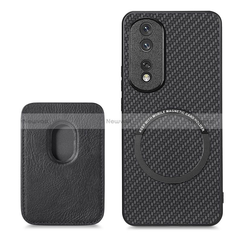 Soft Silicone Gel Leather Snap On Case Cover with Magnetic S03D for Huawei Honor 80 Pro 5G