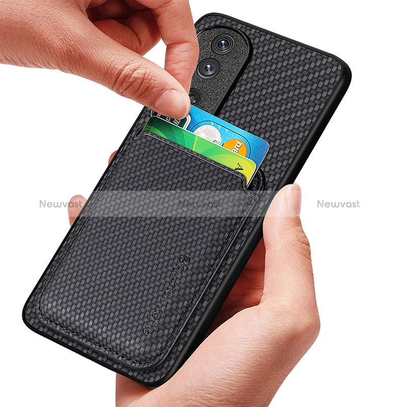 Soft Silicone Gel Leather Snap On Case Cover with Magnetic S03D for Huawei Honor 80 Pro 5G