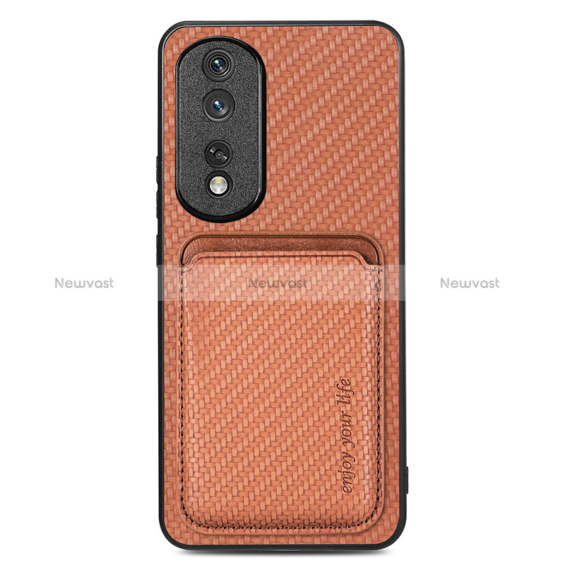 Soft Silicone Gel Leather Snap On Case Cover with Magnetic S03D for Huawei Honor 80 Pro Flat 5G