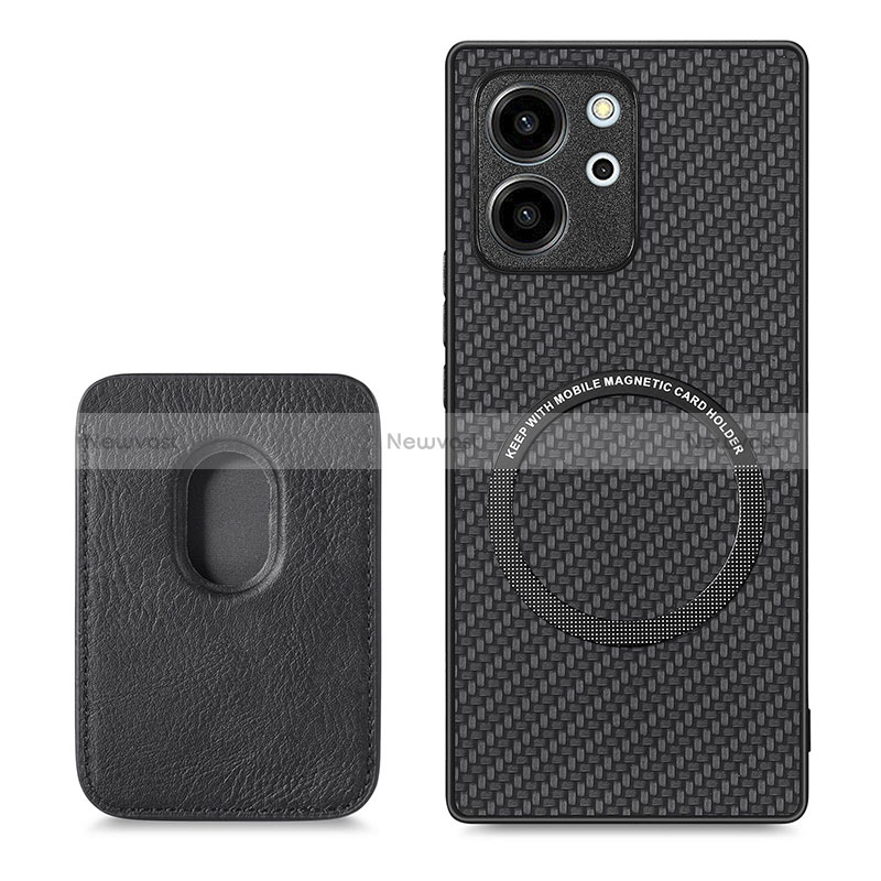 Soft Silicone Gel Leather Snap On Case Cover with Magnetic S03D for Huawei Honor 80 SE 5G