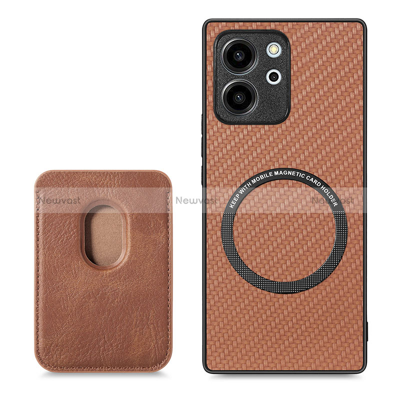 Soft Silicone Gel Leather Snap On Case Cover with Magnetic S03D for Huawei Honor 80 SE 5G