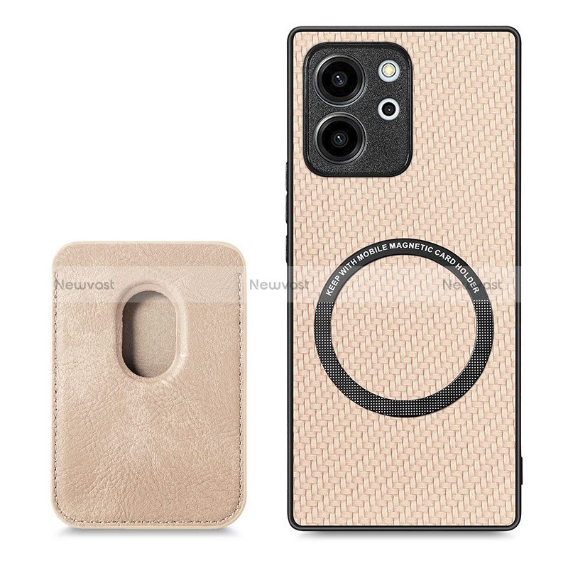 Soft Silicone Gel Leather Snap On Case Cover with Magnetic S03D for Huawei Honor 80 SE 5G