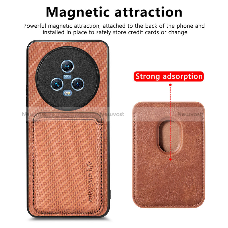 Soft Silicone Gel Leather Snap On Case Cover with Magnetic S03D for Huawei Honor Magic5 5G