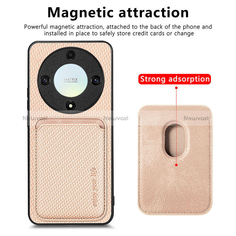 Soft Silicone Gel Leather Snap On Case Cover with Magnetic S03D for Huawei Honor Magic5 Lite 5G