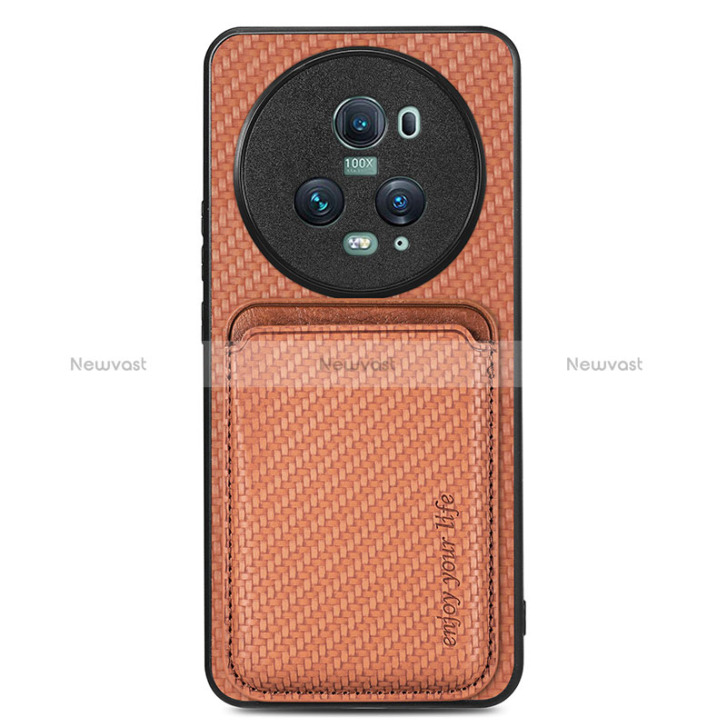 Soft Silicone Gel Leather Snap On Case Cover with Magnetic S03D for Huawei Honor Magic5 Pro 5G