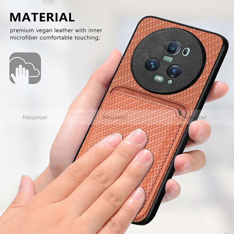 Soft Silicone Gel Leather Snap On Case Cover with Magnetic S03D for Huawei Honor Magic5 Pro 5G