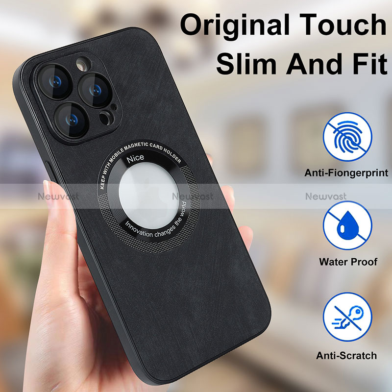 Soft Silicone Gel Leather Snap On Case Cover with Magnetic S07D for Apple iPhone 15 Pro