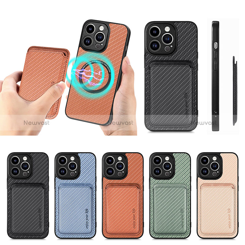 Soft Silicone Gel Leather Snap On Case Cover with Magnetic S08D for Apple iPhone 13 Pro Max