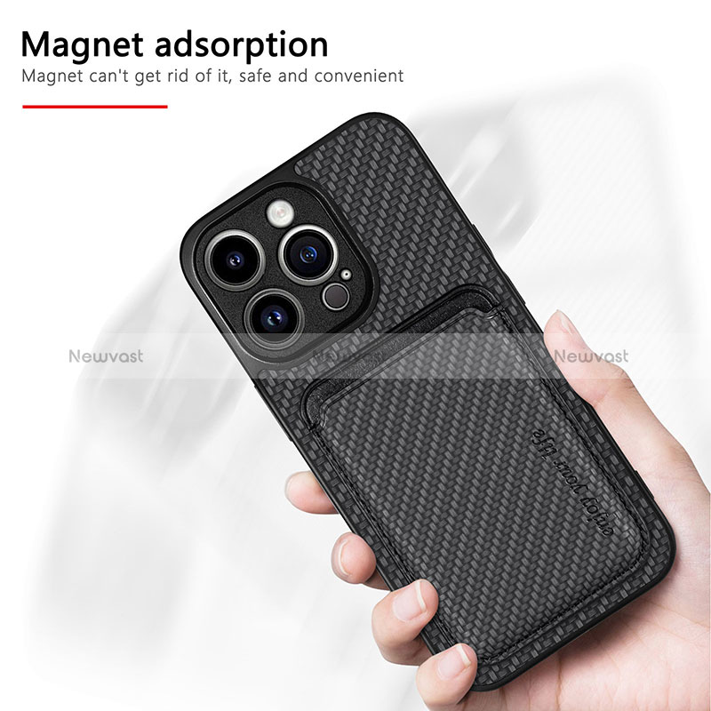 Soft Silicone Gel Leather Snap On Case Cover with Magnetic S08D for Apple iPhone 15 Pro