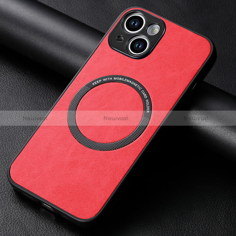 Soft Silicone Gel Leather Snap On Case Cover with Magnetic S11D for Apple iPhone 15