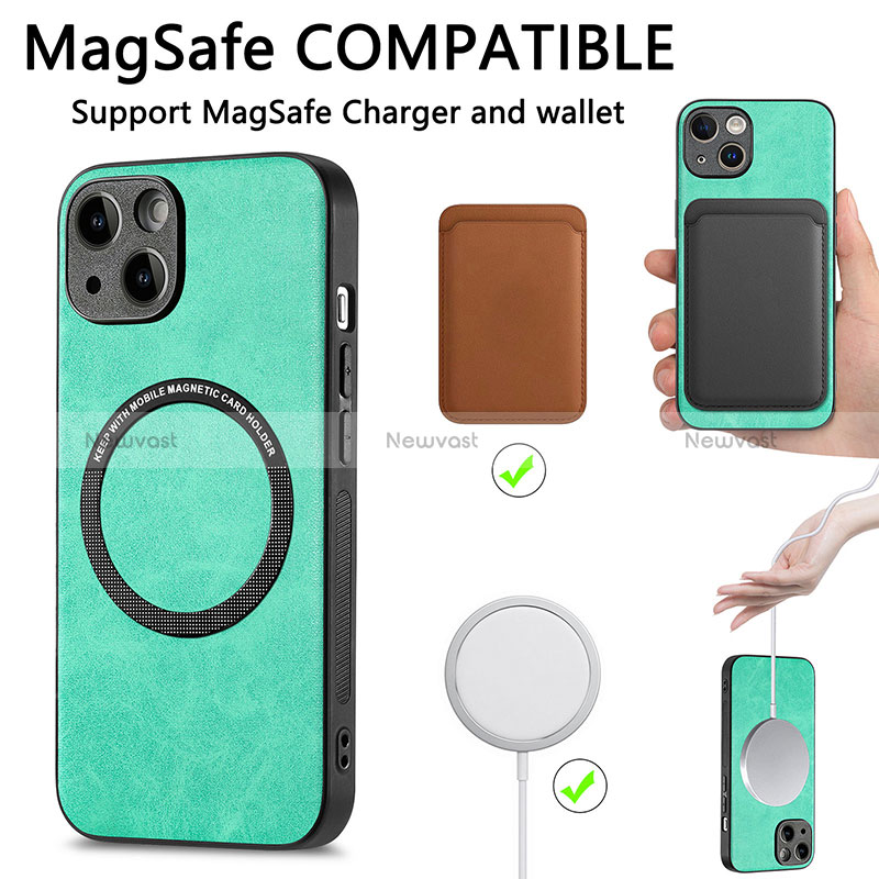 Soft Silicone Gel Leather Snap On Case Cover with Magnetic S11D for Apple iPhone 15 Plus