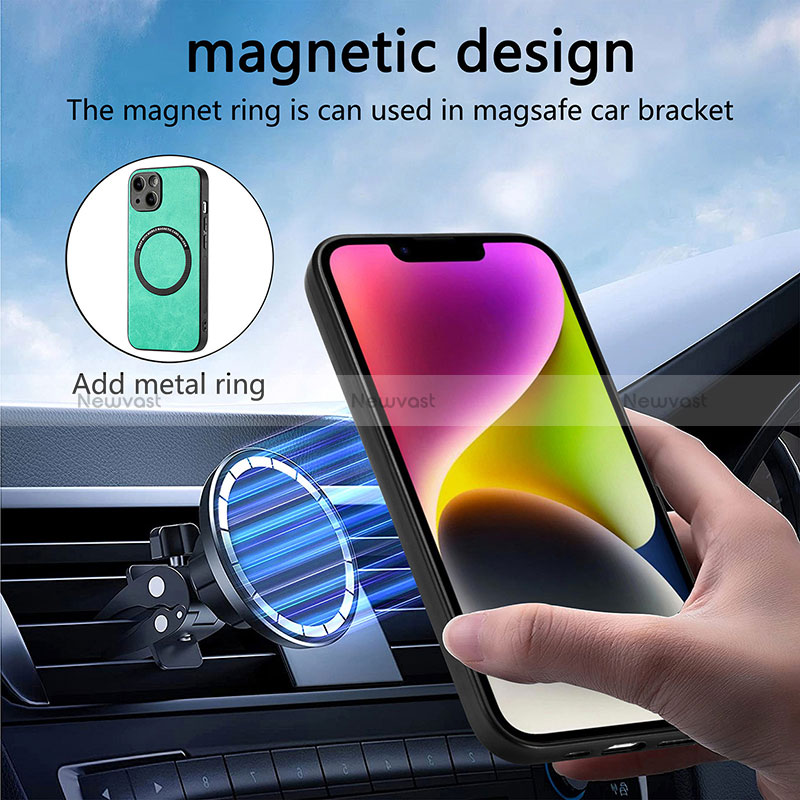 Soft Silicone Gel Leather Snap On Case Cover with Magnetic S11D for Apple iPhone 15 Plus