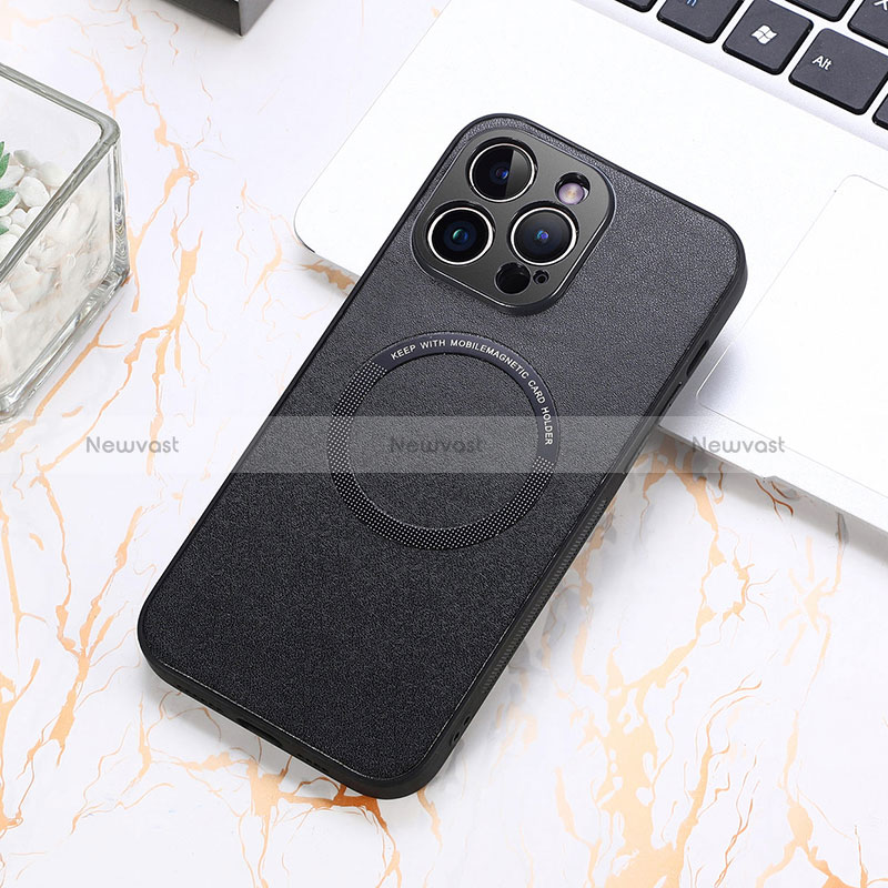 Soft Silicone Gel Leather Snap On Case Cover with Magnetic S11D for Apple iPhone 15 Pro