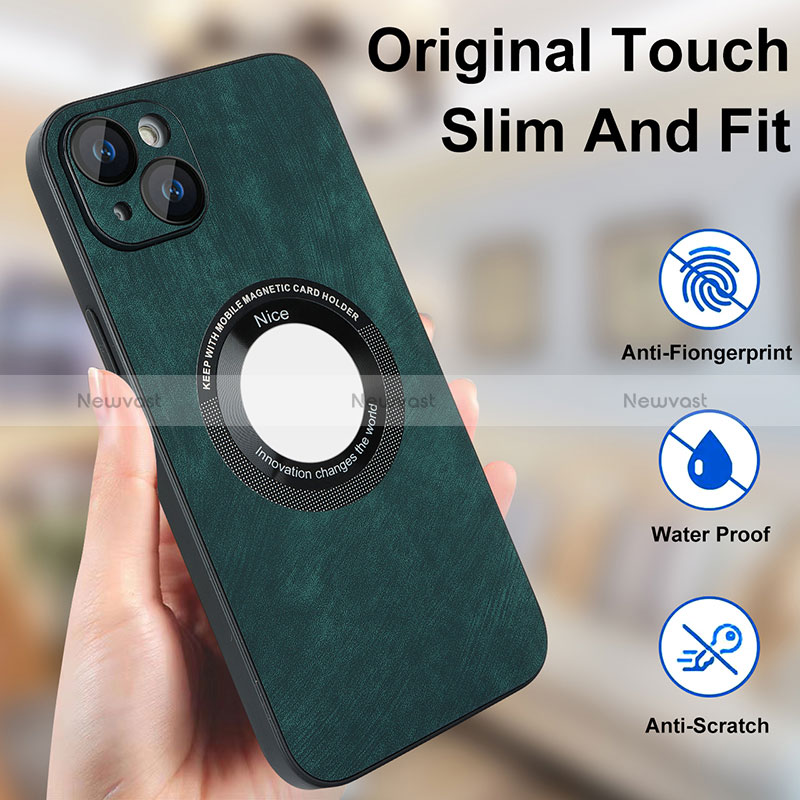 Soft Silicone Gel Leather Snap On Case Cover with Magnetic S14D for Apple iPhone 15