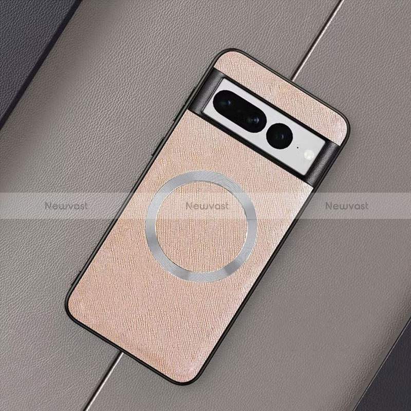 Soft Silicone Gel Leather Snap On Case Cover with Magnetic TB1 for Google Pixel 7 Pro 5G Rose Gold