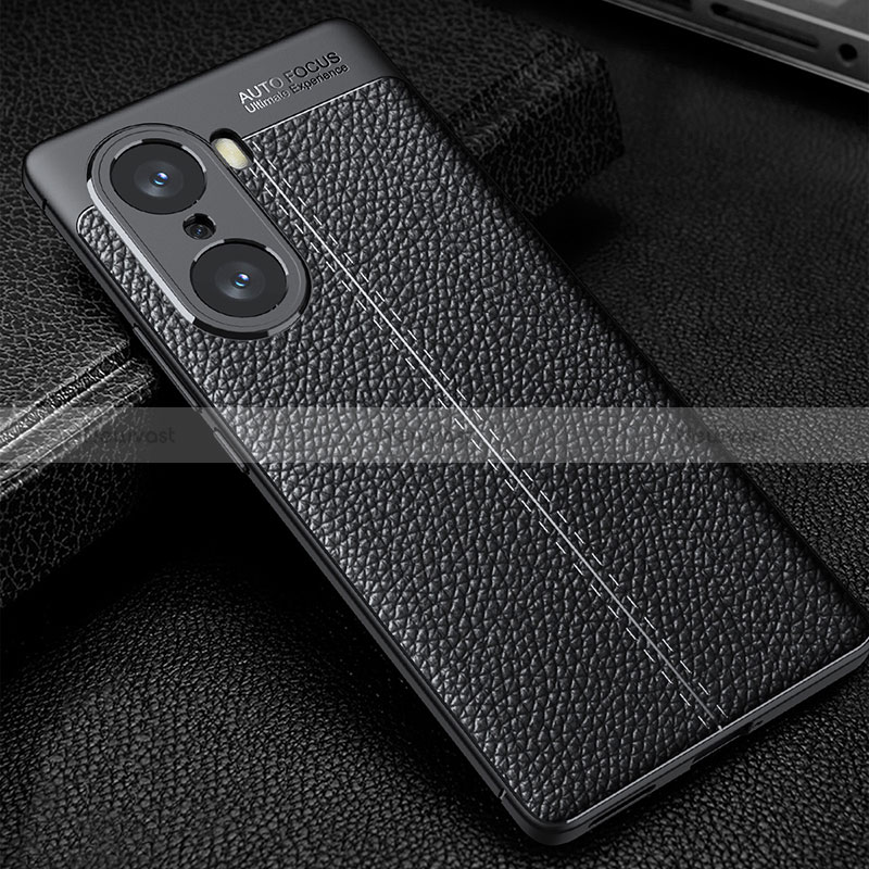 Soft Silicone Gel Leather Snap On Case Cover WL1 for Huawei Honor 60 5G Black