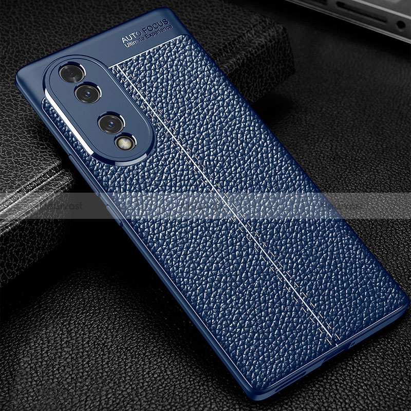 Soft Silicone Gel Leather Snap On Case Cover WL1 for Huawei Honor 70 5G Blue