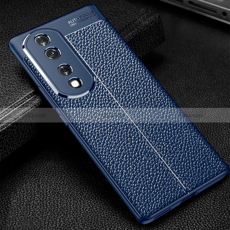 Soft Silicone Gel Leather Snap On Case Cover WL1 for Huawei Honor 70 Pro 5G Blue