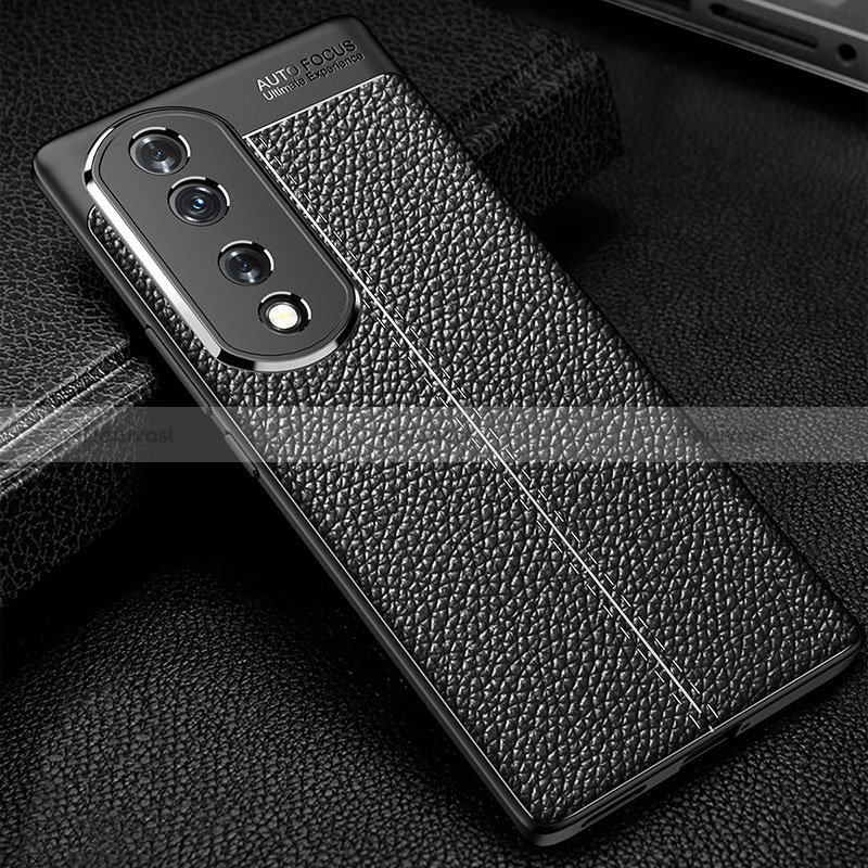 Soft Silicone Gel Leather Snap On Case Cover WL1 for Huawei Honor 70 Pro+ Plus 5G Black