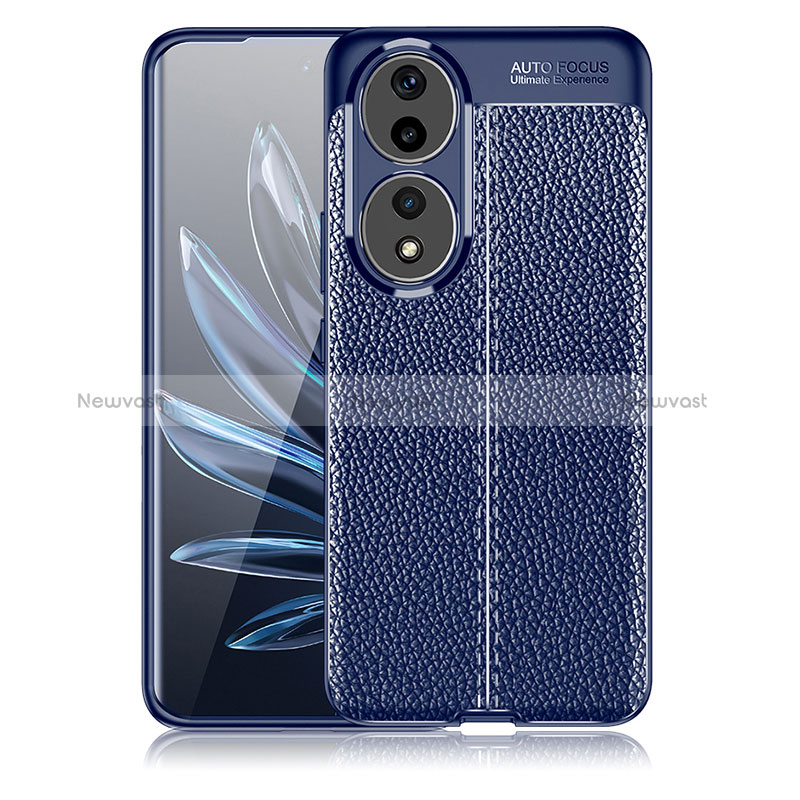 Soft Silicone Gel Leather Snap On Case Cover WL1 for Huawei Honor 90 5G Blue