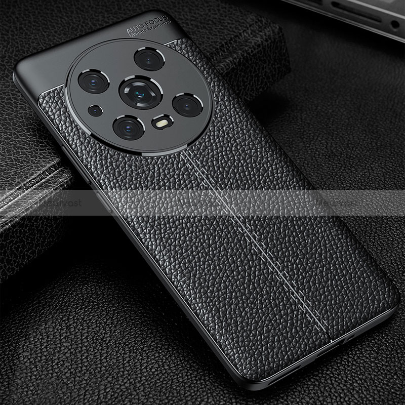 Soft Silicone Gel Leather Snap On Case Cover WL1 for Huawei Honor Magic4 Pro 5G Black