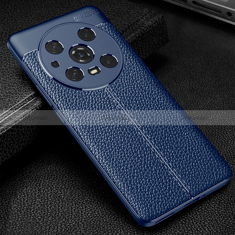 Soft Silicone Gel Leather Snap On Case Cover WL1 for Huawei Honor Magic4 Pro 5G Blue