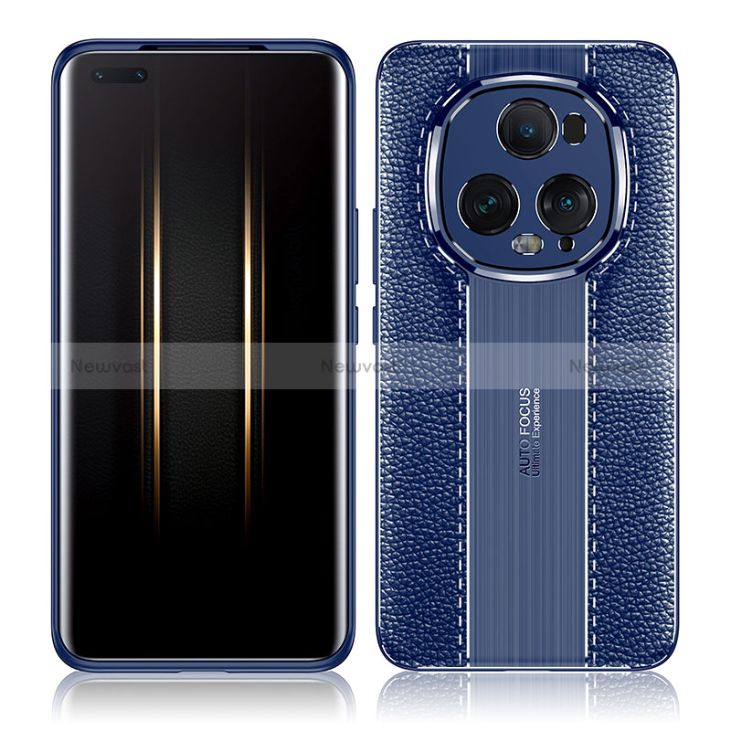 Soft Silicone Gel Leather Snap On Case Cover WL1 for Huawei Honor Magic5 Ultimate 5G Blue