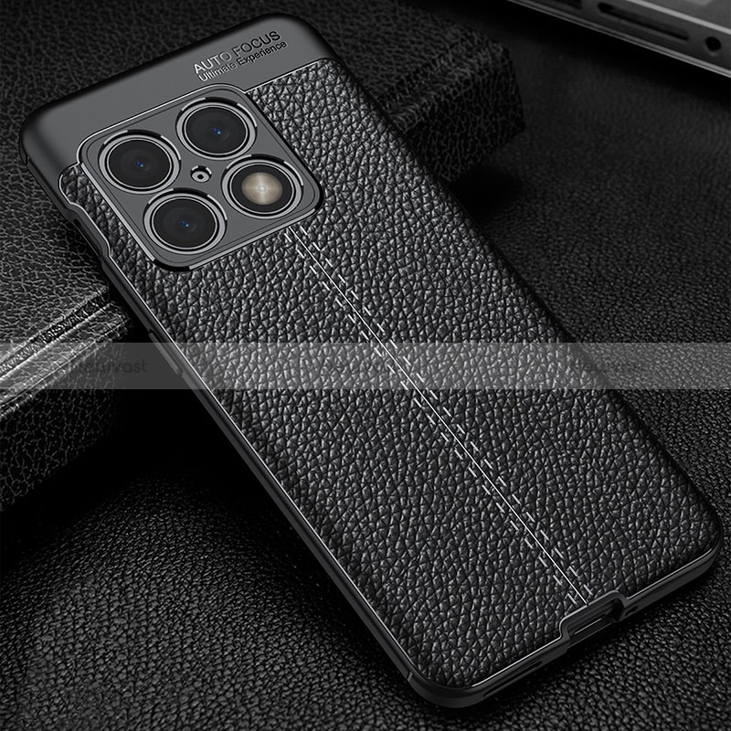 Soft Silicone Gel Leather Snap On Case Cover WL1 for OnePlus 10 Pro 5G Black