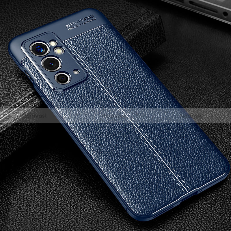 Soft Silicone Gel Leather Snap On Case Cover WL1 for OnePlus 9RT 5G Blue