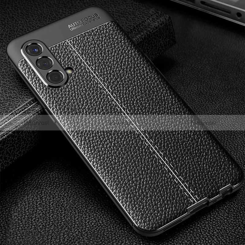 Soft Silicone Gel Leather Snap On Case Cover WL1 for OnePlus Nord CE 5G Black