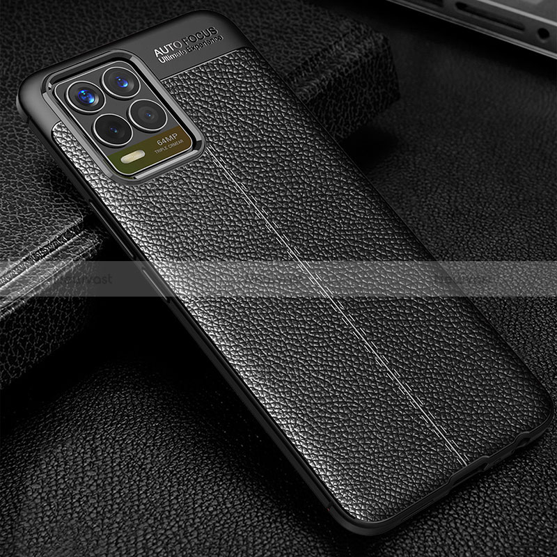 Soft Silicone Gel Leather Snap On Case Cover WL1 for Realme 8 Pro Black