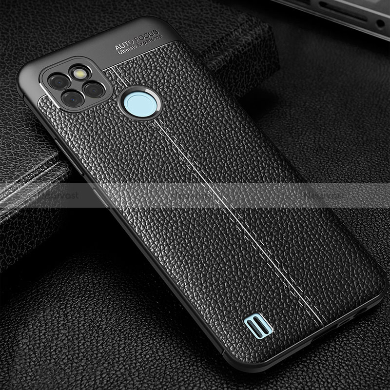 Soft Silicone Gel Leather Snap On Case Cover WL1 for Realme C21Y Black