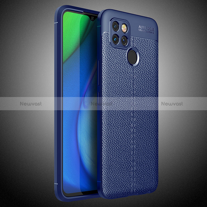 Soft Silicone Gel Leather Snap On Case Cover WL1 for Realme Q2i 5G Blue