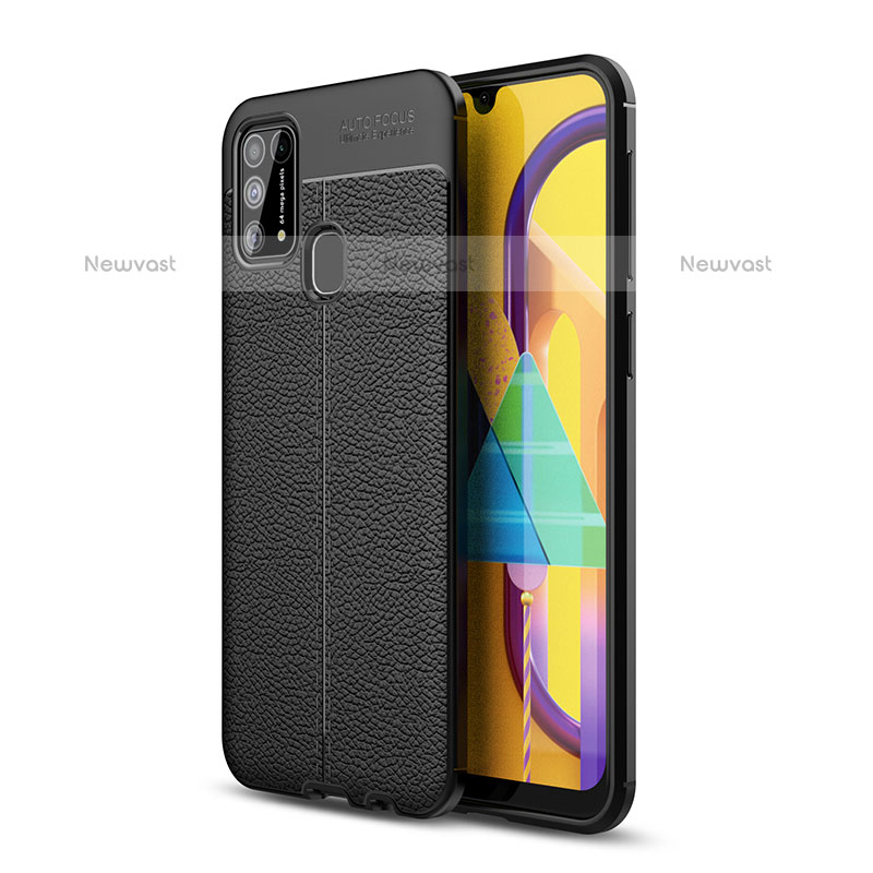 Soft Silicone Gel Leather Snap On Case Cover WL1 for Samsung Galaxy M31 Black