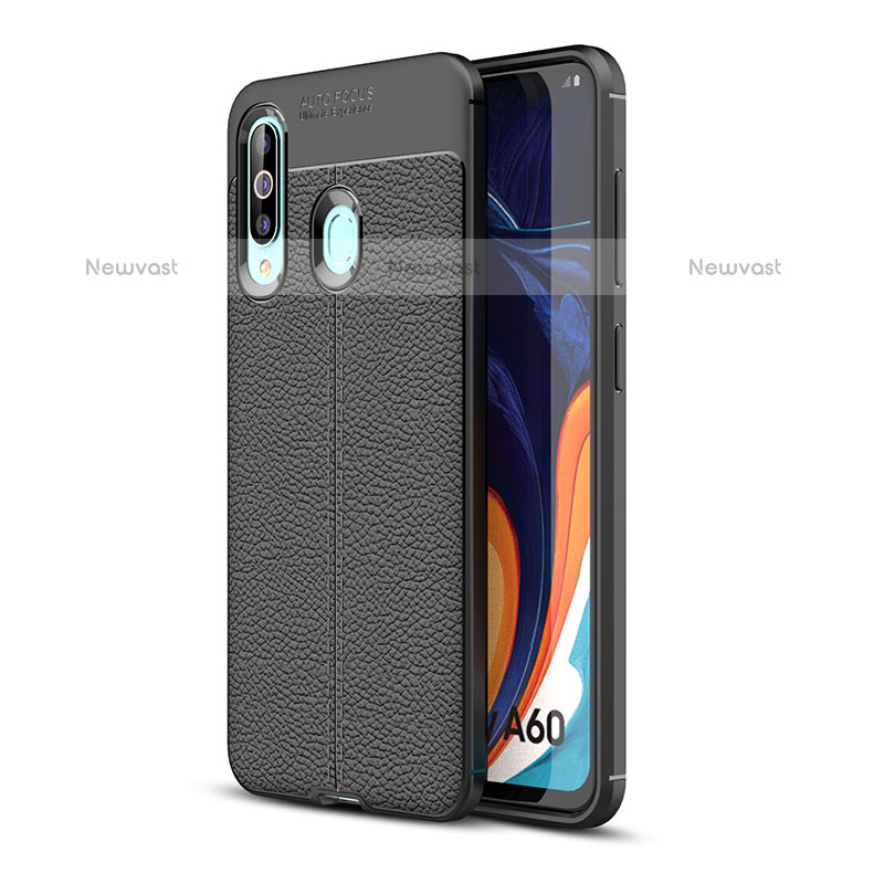 Soft Silicone Gel Leather Snap On Case Cover WL1 for Samsung Galaxy M40 Black