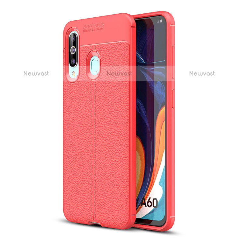 Soft Silicone Gel Leather Snap On Case Cover WL1 for Samsung Galaxy M40 Red