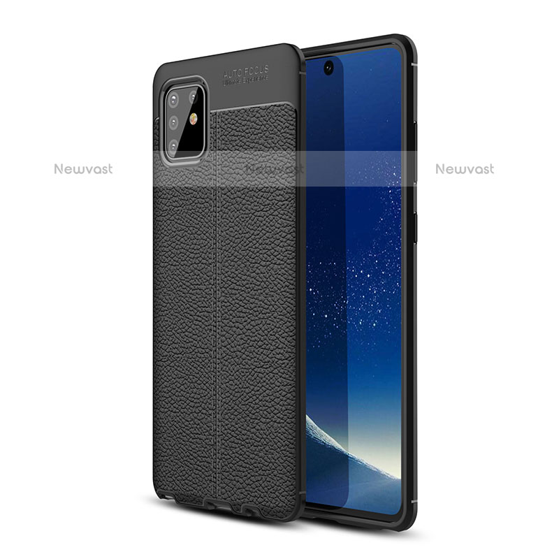 Soft Silicone Gel Leather Snap On Case Cover WL1 for Samsung Galaxy Note 10 Lite Black