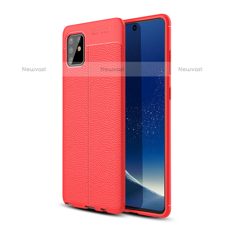 Soft Silicone Gel Leather Snap On Case Cover WL1 for Samsung Galaxy Note 10 Lite Red