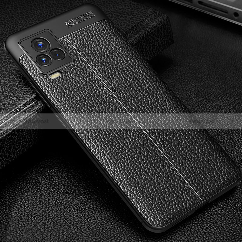 Soft Silicone Gel Leather Snap On Case Cover WL1 for Vivo iQOO 7 5G Black