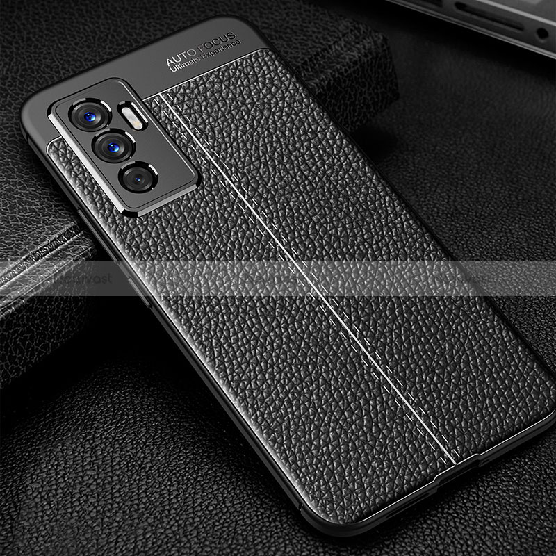 Soft Silicone Gel Leather Snap On Case Cover WL1 for Vivo V23e 5G Black