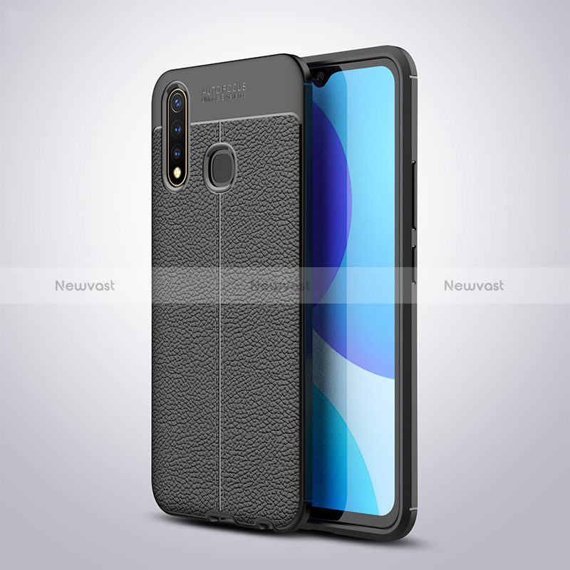 Soft Silicone Gel Leather Snap On Case Cover WL1 for Vivo Y19 Black