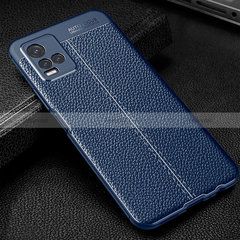 Soft Silicone Gel Leather Snap On Case Cover WL1 for Vivo Y21 Blue