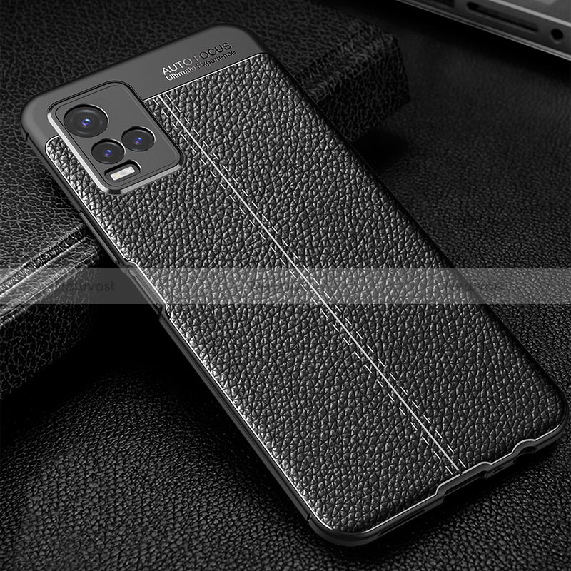 Soft Silicone Gel Leather Snap On Case Cover WL1 for Vivo Y21G Black