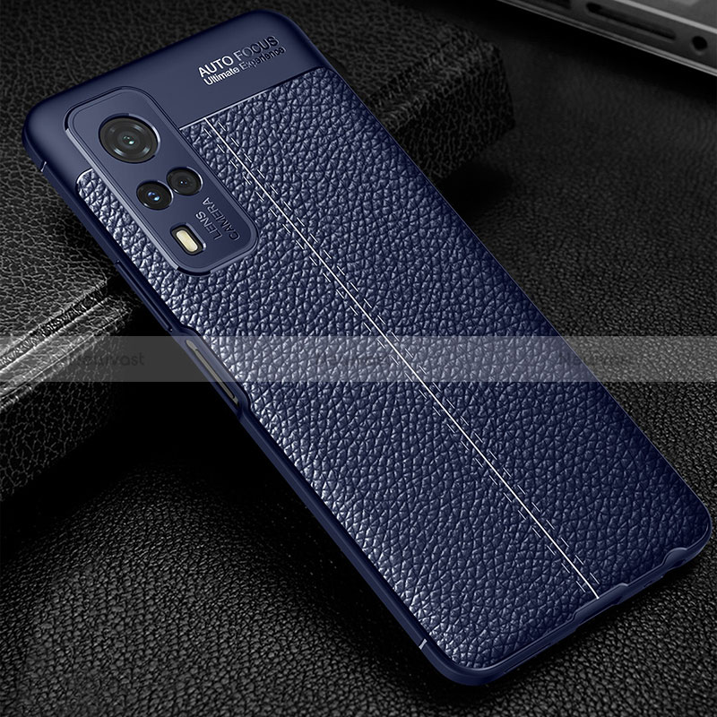 Soft Silicone Gel Leather Snap On Case Cover WL1 for Vivo Y31 (2021) Blue