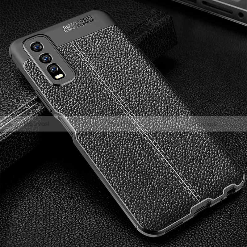 Soft Silicone Gel Leather Snap On Case Cover WL1 for Vivo Y50t Black