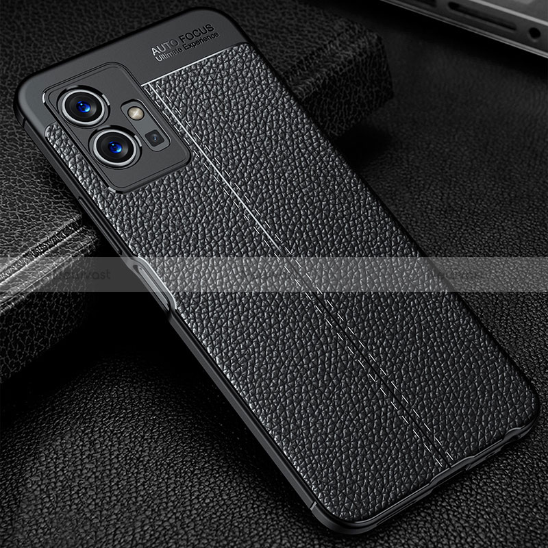 Soft Silicone Gel Leather Snap On Case Cover WL1 for Vivo Y52t 5G Black