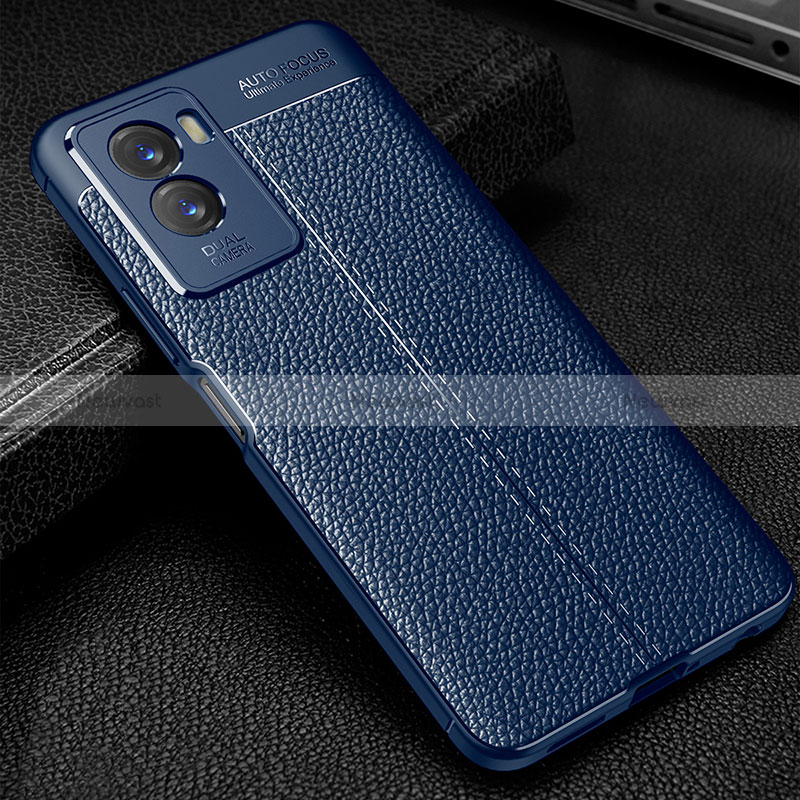 Soft Silicone Gel Leather Snap On Case Cover WL1 for Vivo Y55s (2021) Blue