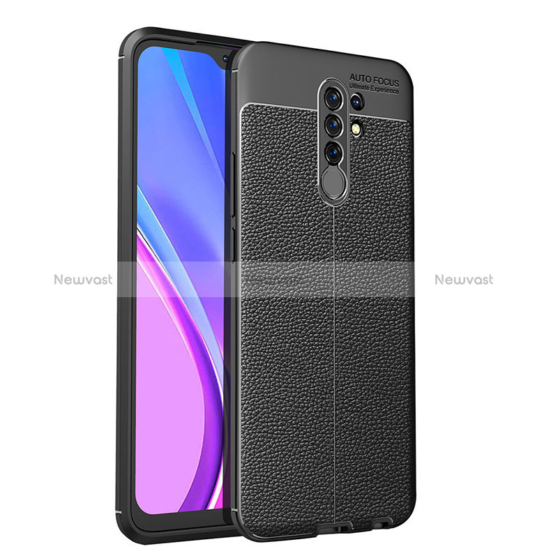 Soft Silicone Gel Leather Snap On Case Cover WL1 for Xiaomi Redmi 9 Black