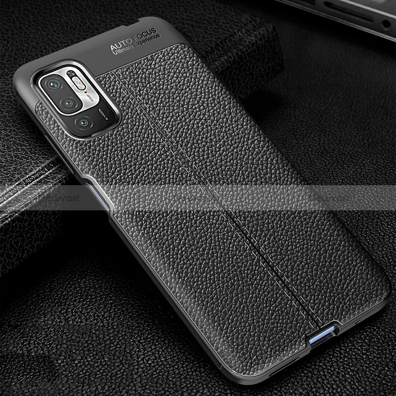 Soft Silicone Gel Leather Snap On Case Cover WL1 for Xiaomi Redmi Note 10 5G Black