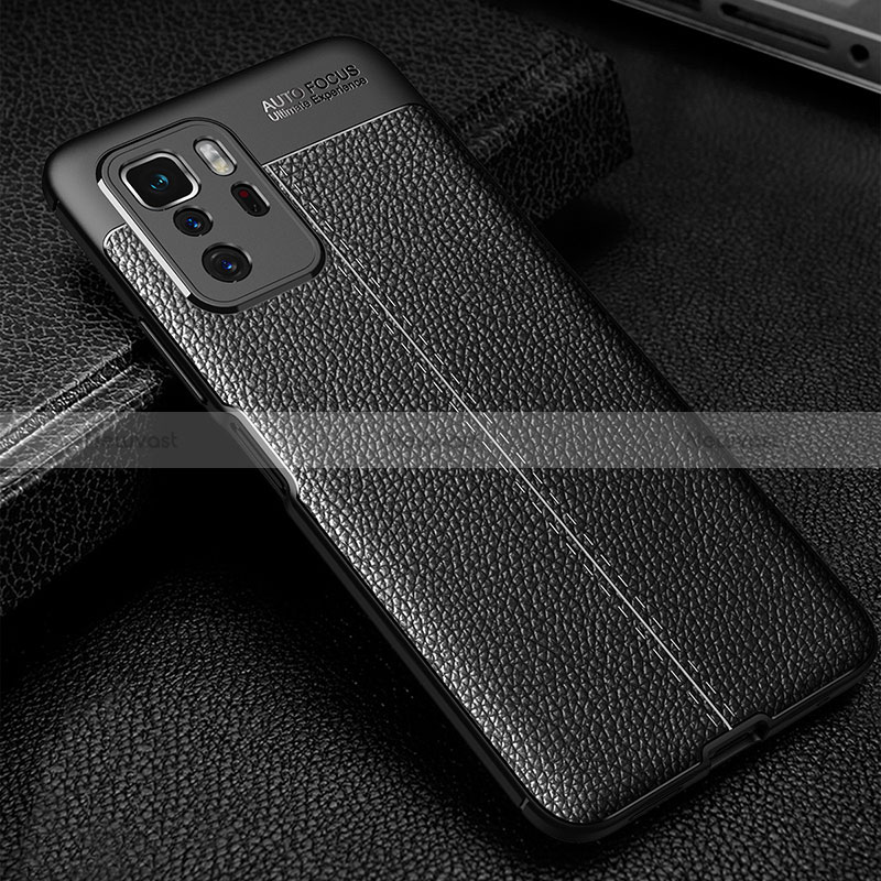 Soft Silicone Gel Leather Snap On Case Cover WL1 for Xiaomi Redmi Note 10 Pro 5G Black